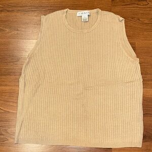 Chaus Tan Ribbed Sleeveless Top